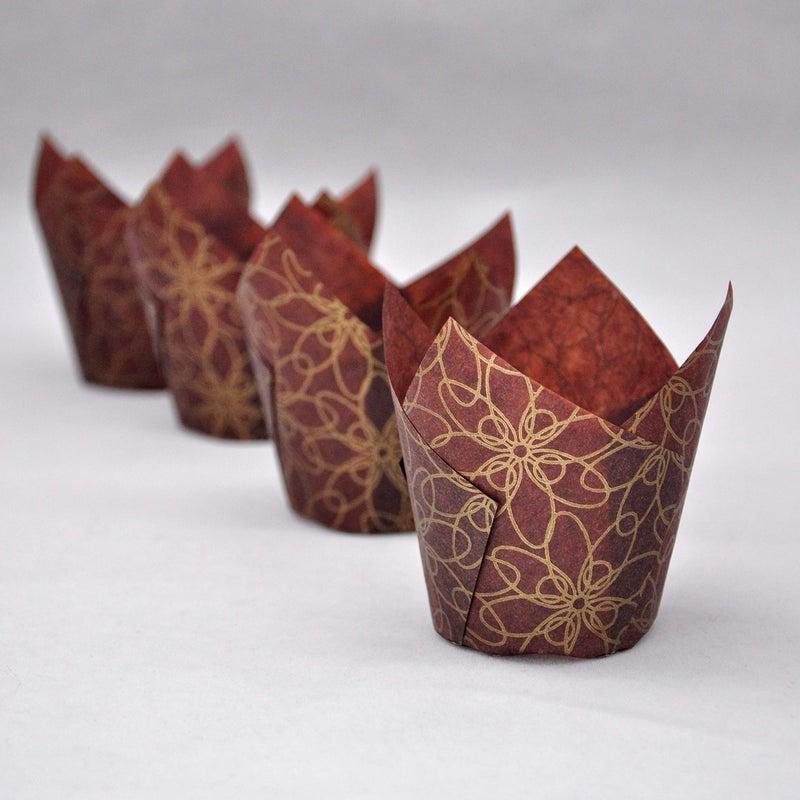 QLSmypkg Muffin Greaseproof paper Baking cupcake cups, 2"(Bottom diameter) x 3-1/2"(Height) Fancy Floral Print Tulip Baking Cup Case of 125 pcs (125, Standard) - Image 3